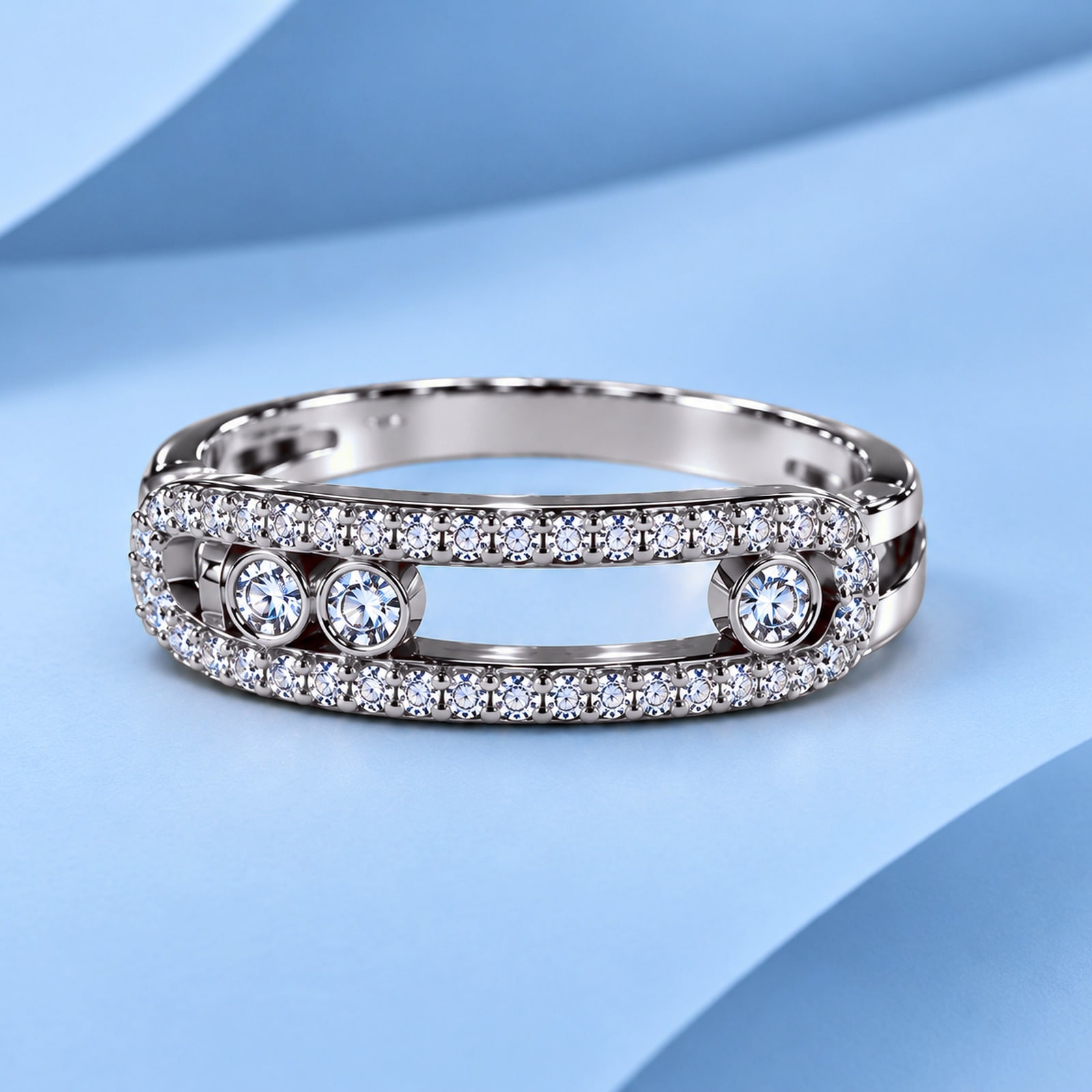 Gold ring with diamonds in the style of messika