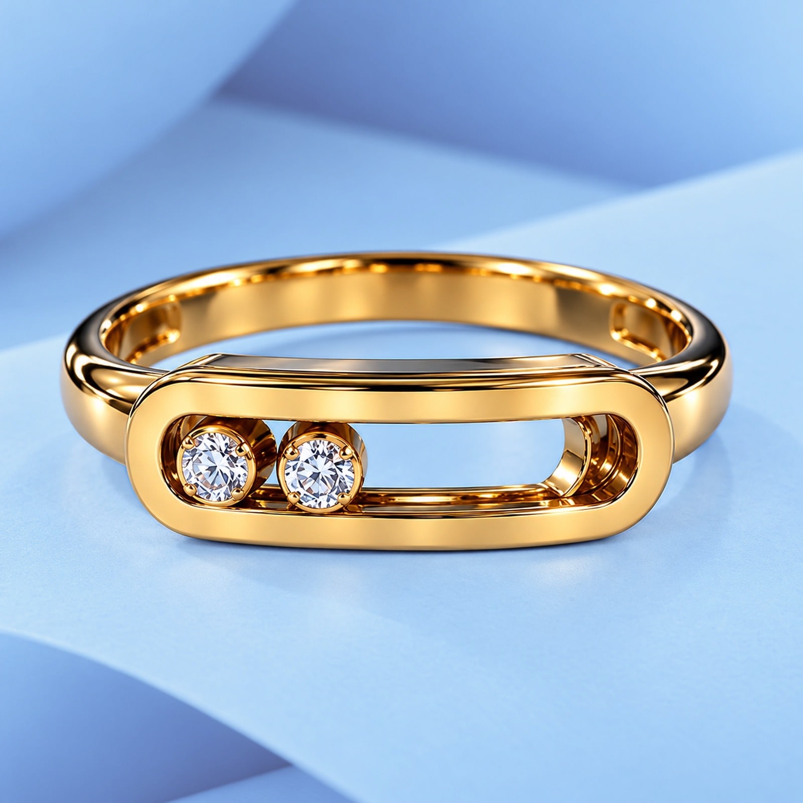 Gold ring with diamonds in the style of messika