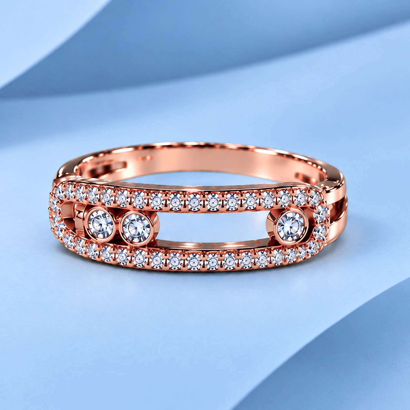 Gold ring with diamonds in the style of messika