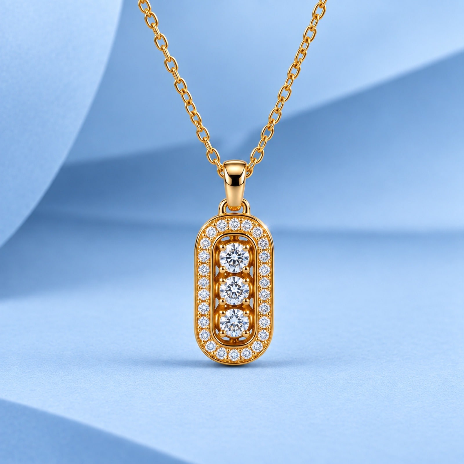 Gold necklace with diamonds in the style of messika