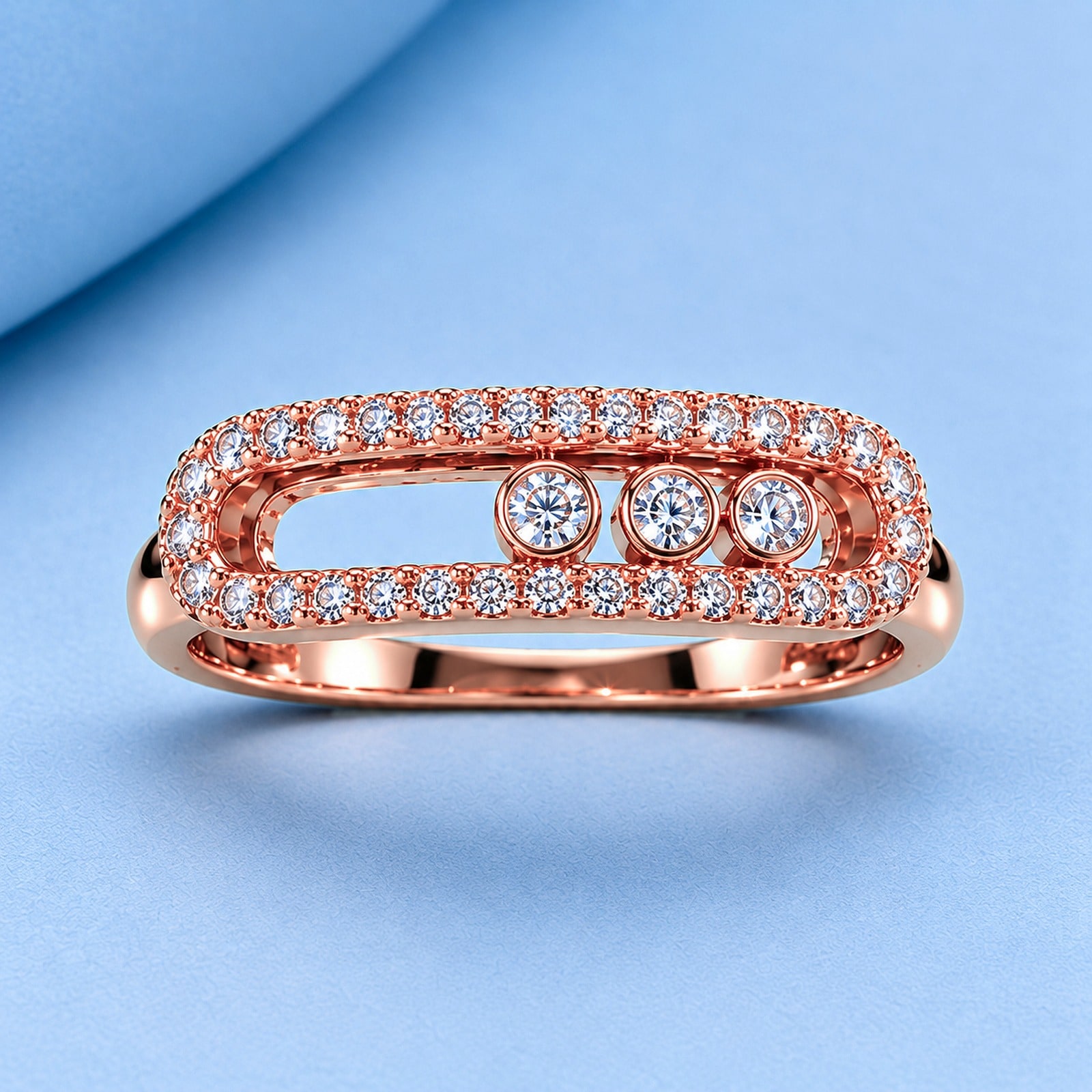 Gold ring with diamonds in the style of messika