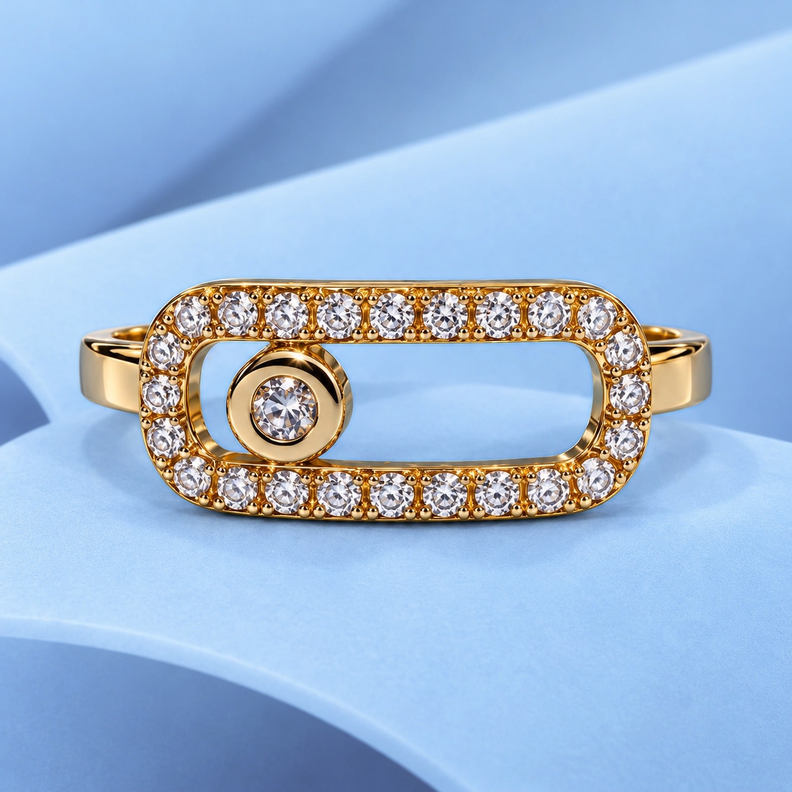 Gold ring with diamonds in the style of messika