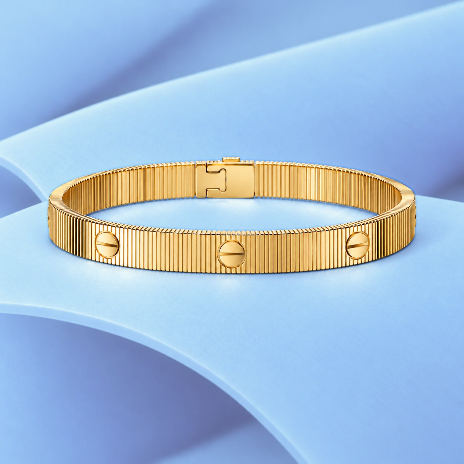 Gold bracelet in the style of cartier
